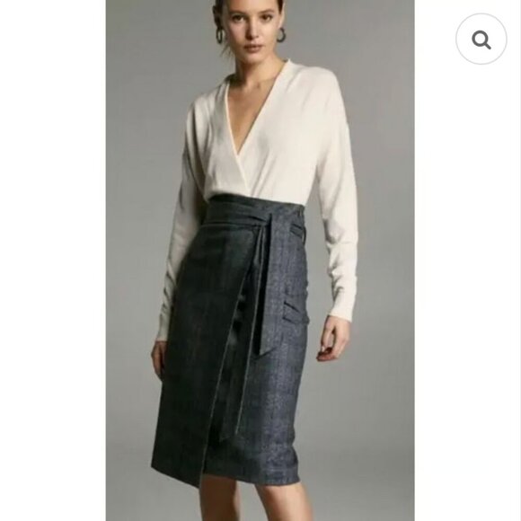 Aritzia Babaton Merino Wool Ivory Jotham Wrap Sweater - Picture 1 of 6